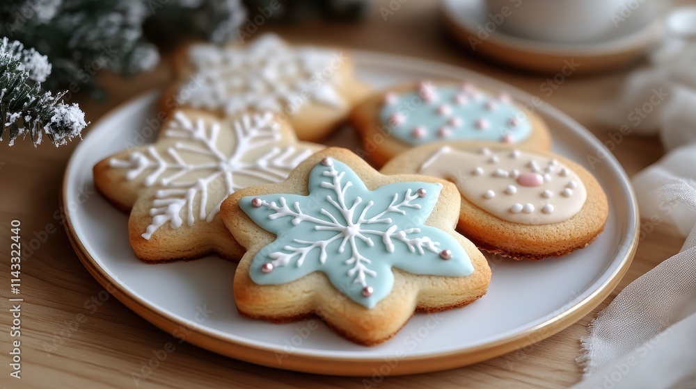 Christmas cookies decorated with chrismas decorations on a wooden table Christmas cookies decorated with chrismas decorations on a wooden table