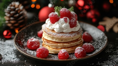 Delicious kids dessert for christmas Sanata claus pancakes. High quality photo photo