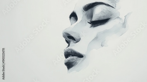 Wallpaper Mural Minimalist illustration depicting a human face with distinct features and emotions against a white backdrop. Torontodigital.ca