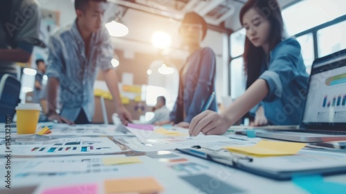 Asia's young creative business brains meeting presentation, AI generated image