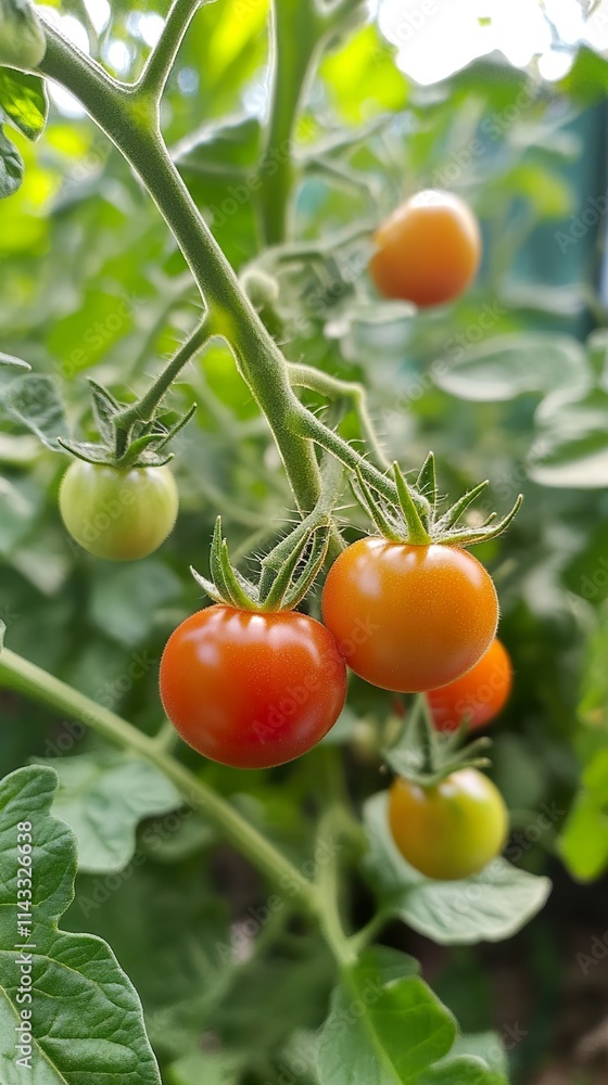 Juicy Red Cherry Tomatoes on the Vine