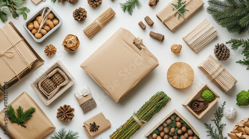 Wallpaper Mural Eco-friendly packaging for sustainable products, showcasing recyclable materials and innovative designs, isolated on a white background. Torontodigital.ca