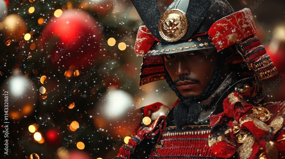Fototapeta premium Japanese samurai Christmas theme