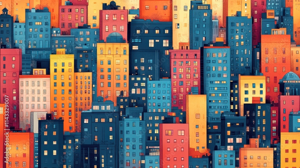 Colorful Cityscape Building Pattern Colorful Cityscape Building Pattern
