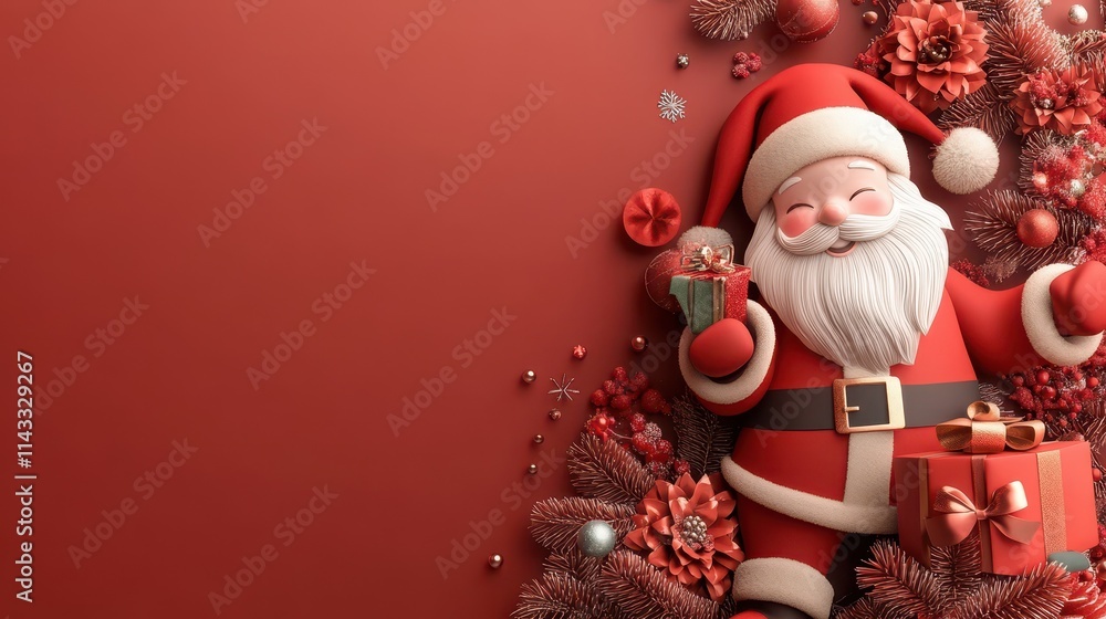 Obraz premium Christmas santa claus background with gift box for chrismas