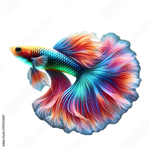  Guppy Fish swimming on transparent background 