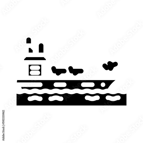 aircraft carrier ship marine glyph icon vector. aircraft carrier ship marine sign. isolated symbol illustration