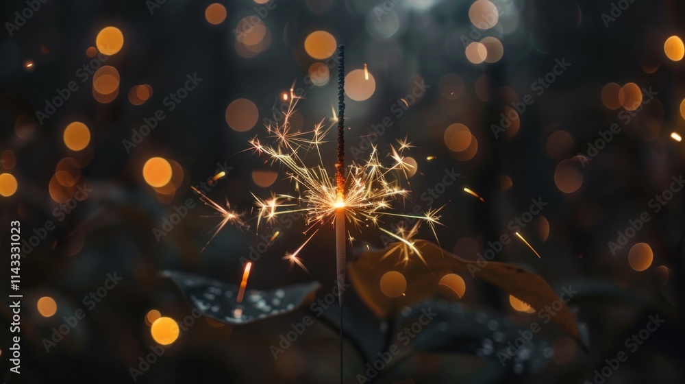 Fototapeta premium Happy New Year embers with Sparkles illuminating the darkness, AI generated image