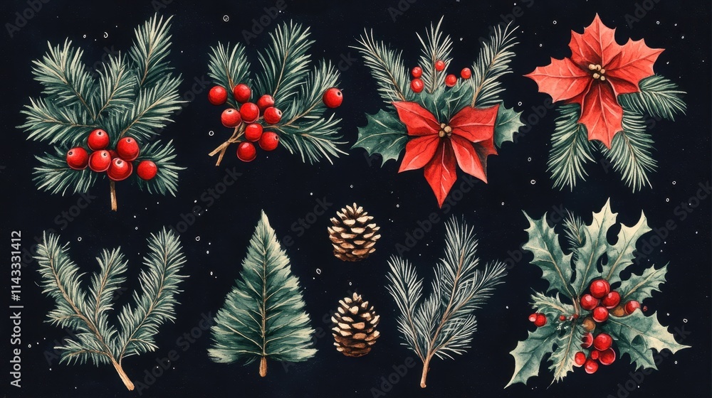 Obraz premium set of christmas elements