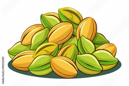 Pile of pistachios on white background vector illustration
