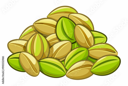 Pile of pistachios on white background vector illustration