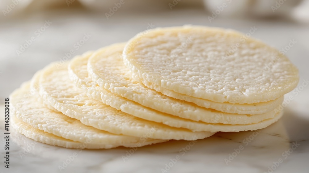 Sliced, delectable cheese isolated on a clean white surface. Sliced, delectable cheese isolated on a clean white surface.