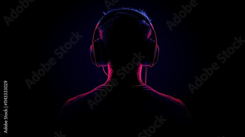 Person Listening to Music with Headphones