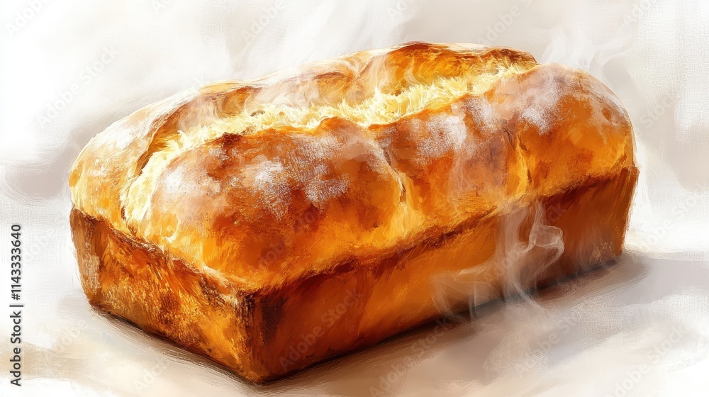 illustration of a steaming, golden-crusted loaf of bread, ideal for culinary-themed designs on a white background. illustration of a steaming, golden-crusted loaf of bread, ideal for culinary-themed designs on a white background.