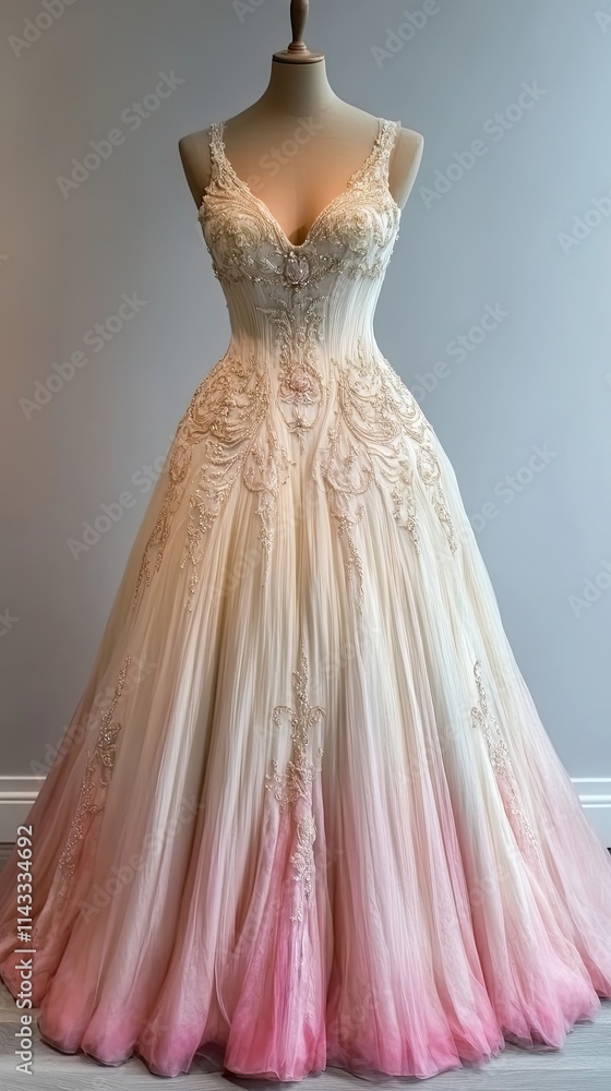 Elegant Ombre Wedding Gown With Exquisite Lace Detailing Elegant Ombre Wedding Gown With Exquisite Lace Detailing