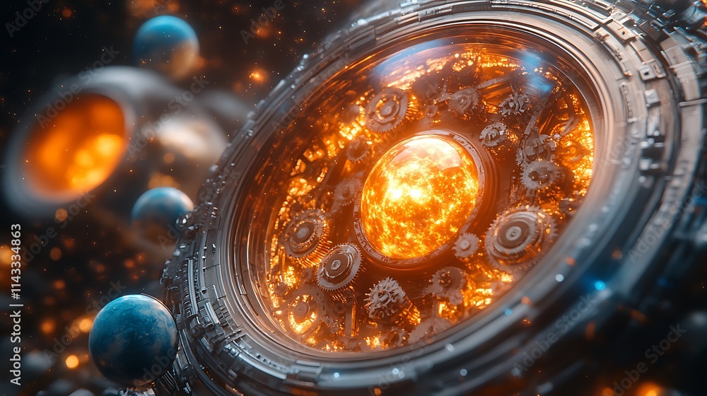 Celestial Automaton with Glowing Chest Cavity in Cosmic Space Celestial Automaton with Glowing Chest Cavity in Cosmic Space