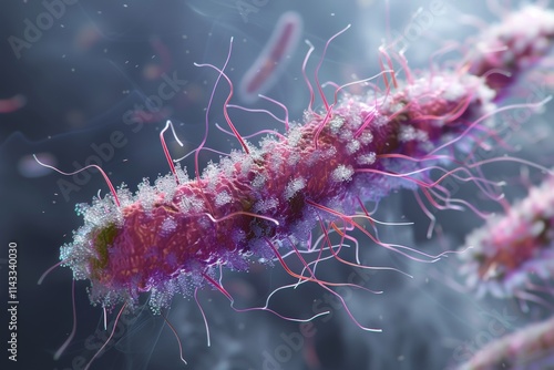 Microscopic View of Spirillum Bacteria Detailed 3D Render of Microorganism photo