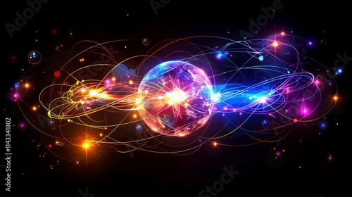 Wallpaper Mural Vibrant energy sphere with swirling light trails and stars. Torontodigital.ca