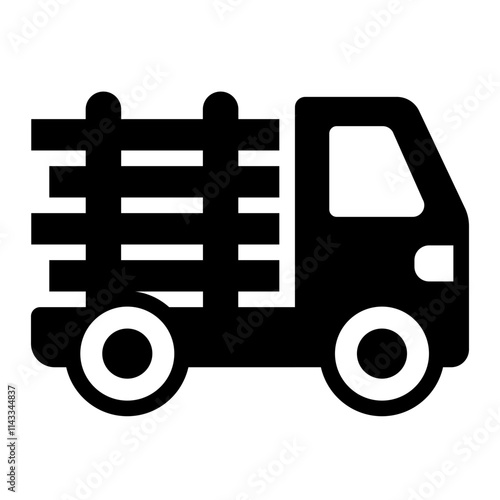 Timber log truck glyph icon for transportation of logs in the lumber industry