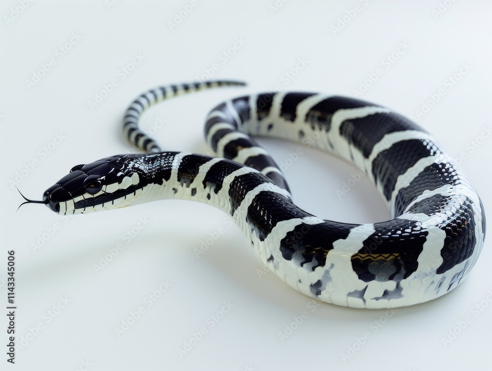 Naklejka premium A banded sea snake resting on a pure white background