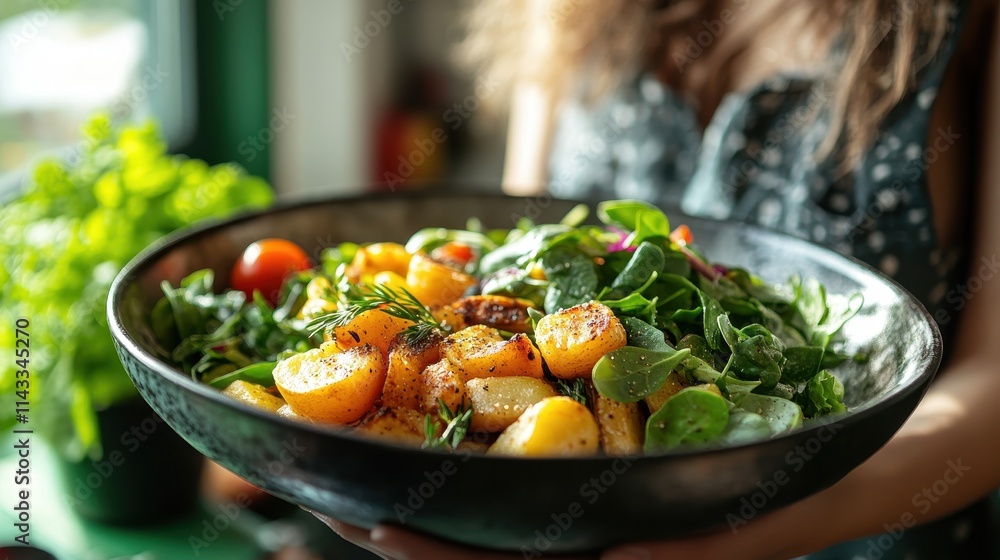 Savor a healthy dish of potato and fresh greens, ideal for a well-rounded diet. Great for wellness-inspired designs, cooking guides, and food websites. Savor a healthy dish of potato and fresh greens, ideal for a well-rounded diet. Great for wellness-inspired designs, cooking guides, and food websites.