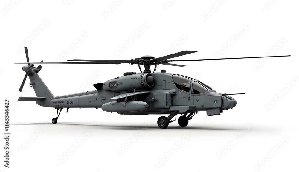 Fototapeta premium The image depicts a formidable Boeing AH-64 Apache helicopter, a twin-engine attack helicopter renowned for its exceptional firepower and advanced avionics.