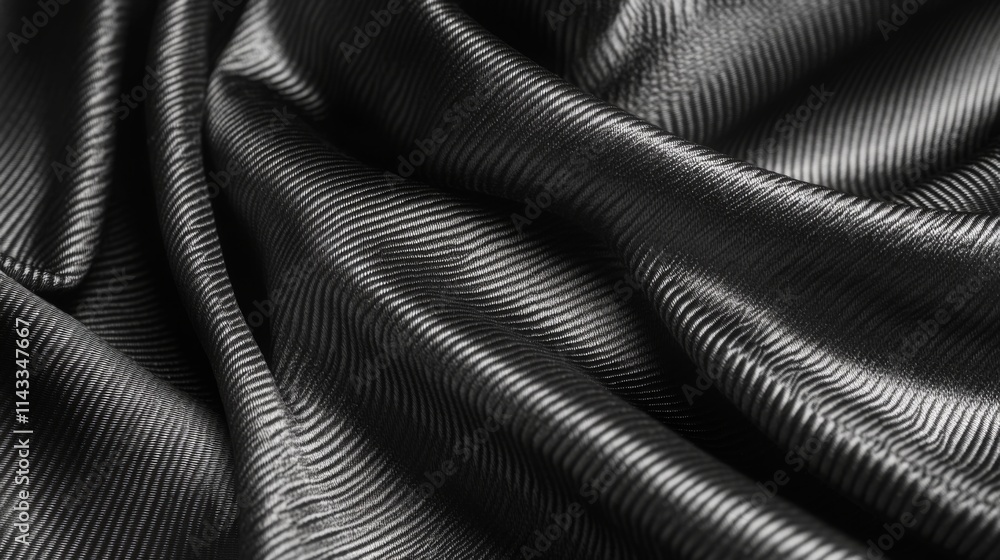 Naklejka premium Draped Black Fabric Showing Textured Stripes