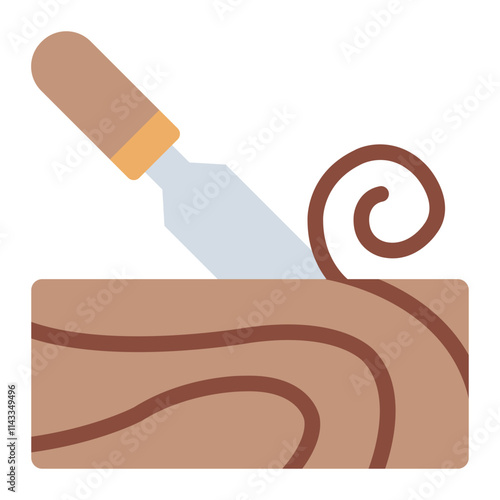 Wood flat icon for various uses in construction, carpentry, and lumber industries
