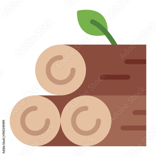Stacked wood log flat icon for storage and management of timber and firewood