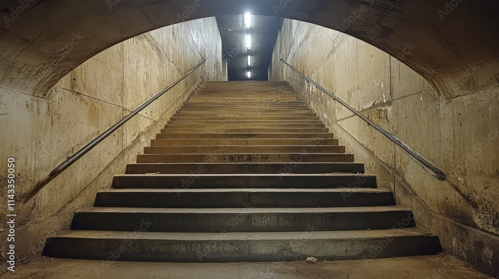 Fototapeta premium Empty concrete stairs in pedestrian subway.