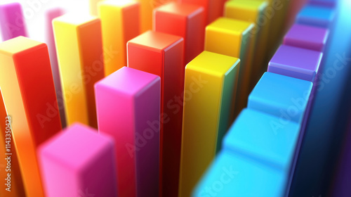 Entrepreneur Showcasing a 3D Bar Graph with Ascending Financial Metrics, Illustrating Stock Market Gains, Investment Returns, and Corporate Growth