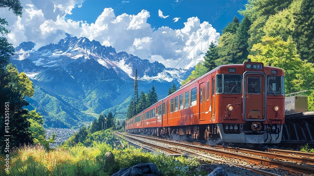 Scenic Train Journey Through Majestic Mountains Scenic Train Journey Through Majestic Mountains