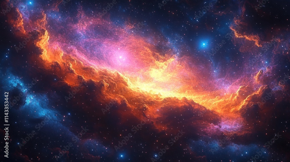 Vibrant Colorful Nebula Swirling Clouds of Space and Cosmos with Stars Vibrant Colorful Nebula Swirling Clouds of Space and Cosmos with Stars