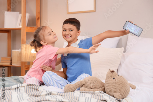 Cute happy little kids with...