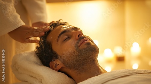 Relaxing Spa Day: Man Enjoying a Rejuvenating Massage photo