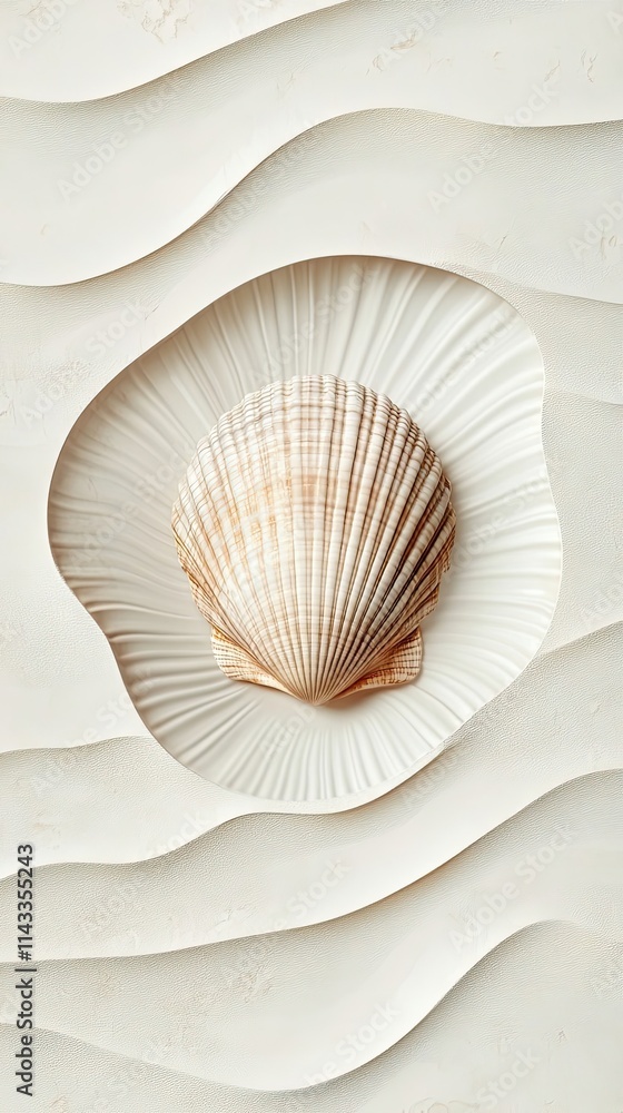 Obraz premium Seashell nestled in a sandy dune abstract