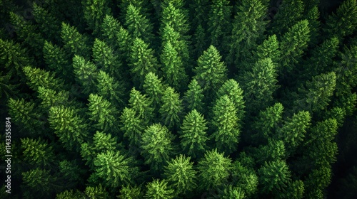 Aerial View of a Lush Forest: Green Canopy, Nature Photography