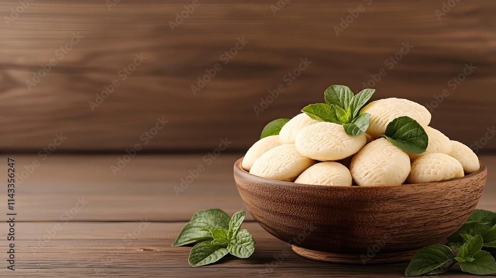 A Stunning Bowl of Dumplings Shaped Like Ancient Ingots, Symbolizing Abundance and Prosperity. Chinese New Year Symbol Concept A Stunning Bowl of Dumplings Shaped Like Ancient Ingots, Symbolizing Abundance and Prosperity. Chinese New Year Symbol Concept