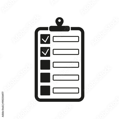 Checklist icon. Document vector symbol. Task management tool. Simple black design.