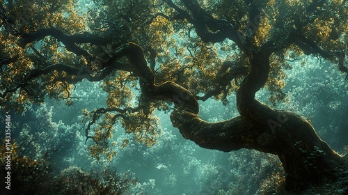 Wallpaper Mural Ancient Oak Tree in Enchanting Forest: A Majestic Landscape Torontodigital.ca