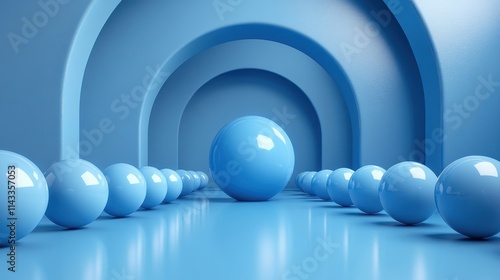 abstract 3d render background design with blue sphere