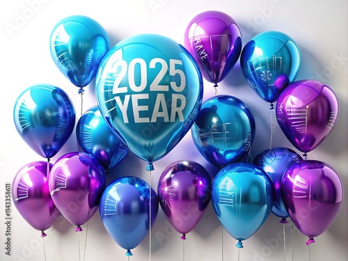 2025 New Year Festive Balloons Silhouette photo