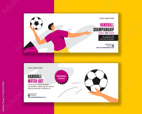 Handball Sports Design for Horizontal Banner with Cartoon Background