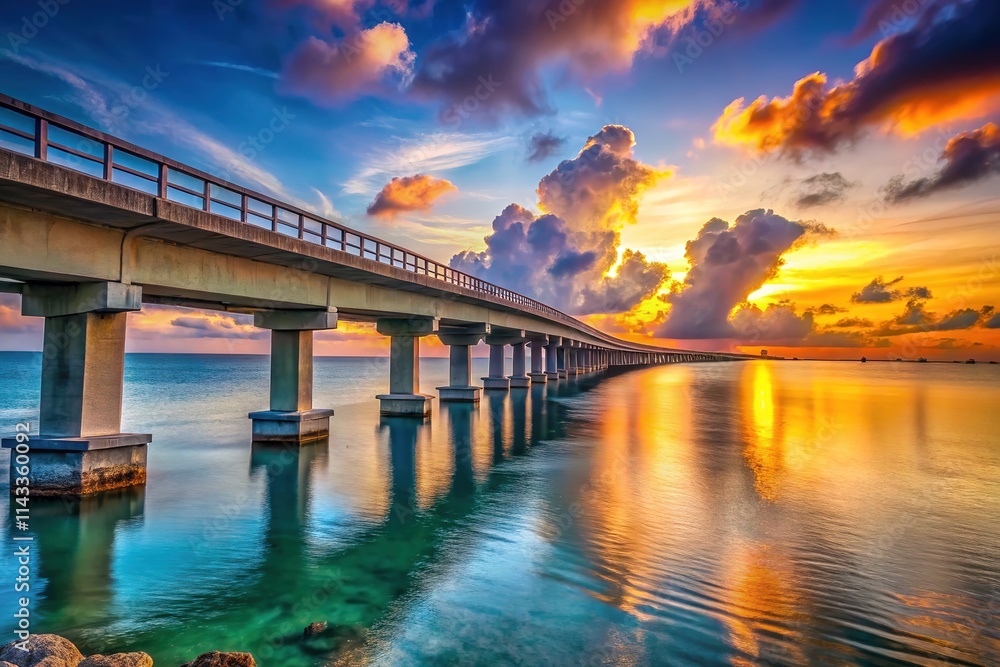 Bear Cut Bridge Kay Biscayne Florida - Stunning Sunset Photography Bear Cut Bridge Kay Biscayne Florida - Stunning Sunset Photography