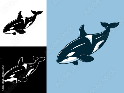 Orca hand drawn simple color illustration vector