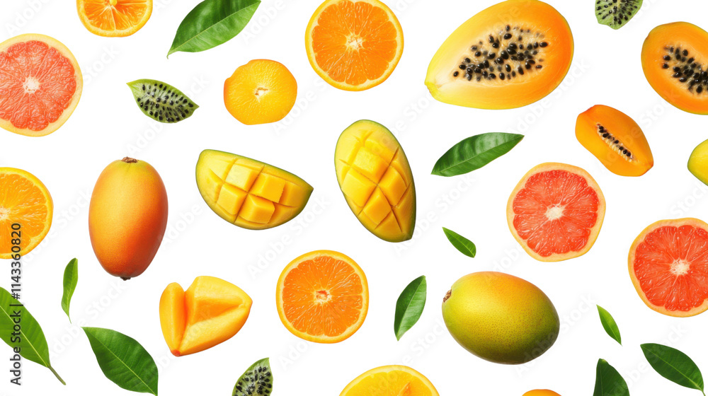 Group of tropical fruits transparent background Group of tropical fruits transparent background
