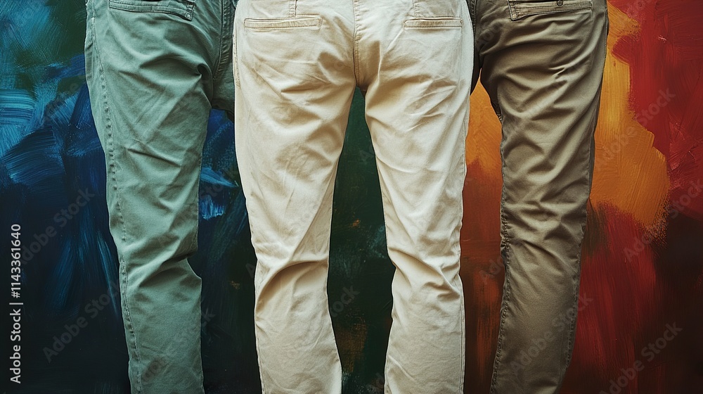 Three Men's Pants: A Study in Color and Texture Three Men's Pants: A Study in Color and Texture