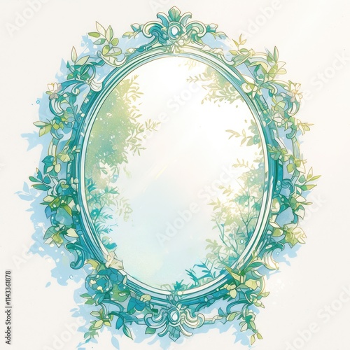 anime style oval leaf frame photo