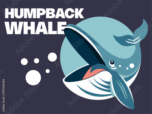 Humpback Whale Vector Flat Illustration