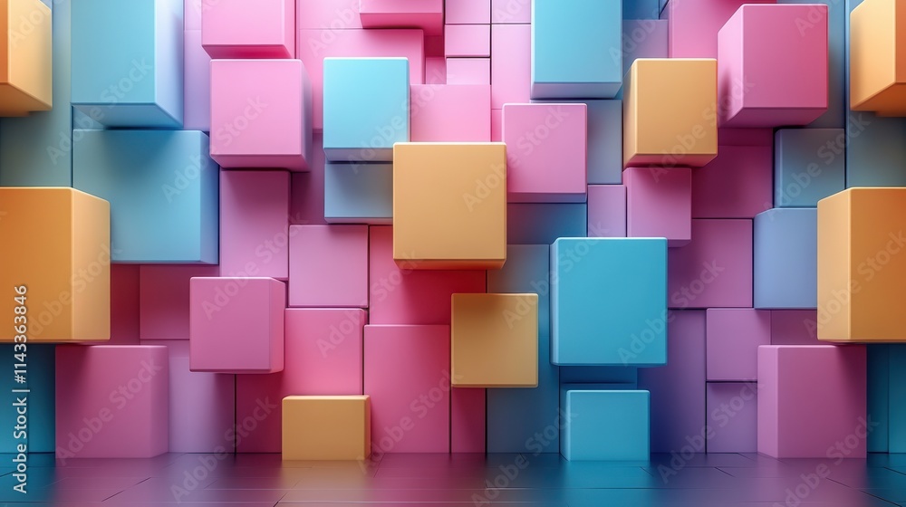 abstract 3d render geometric background with pastel colored cubes motion design seamless looped vide abstract 3d render geometric background with pastel colored cubes motion design seamless looped vide